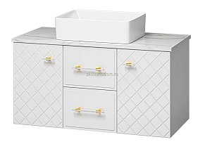 Brevita Shanel-100 Тумба подвесная 2 ящ. 2 дв. белая+столешница+раковина